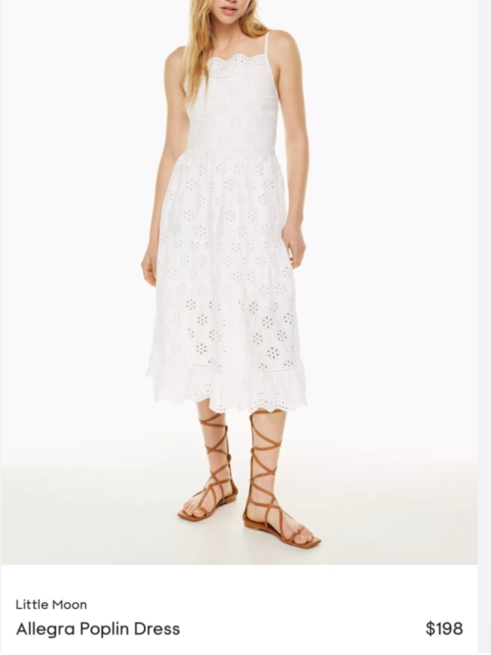 aritzia wilfred little moon allegra poplin white midi dress XS
